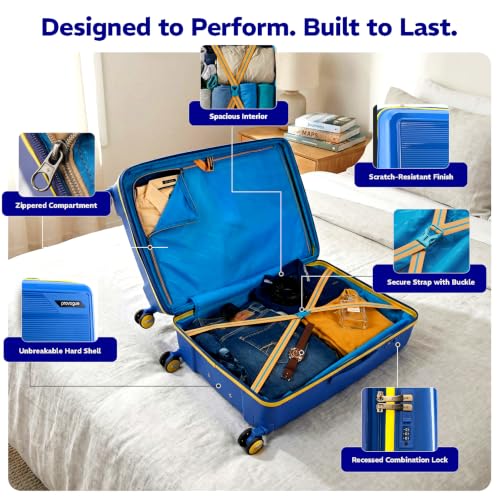 Image of Provogue Spectrum Hard-Sided PP 55 Cm Suitcase /Cabin Trolley Bag Small| Expandable Space with 8 Wheels Trolley Bags for Travel |Lightweight with Combination Lock|5 Year Warranty (Aqua Hush Blue)