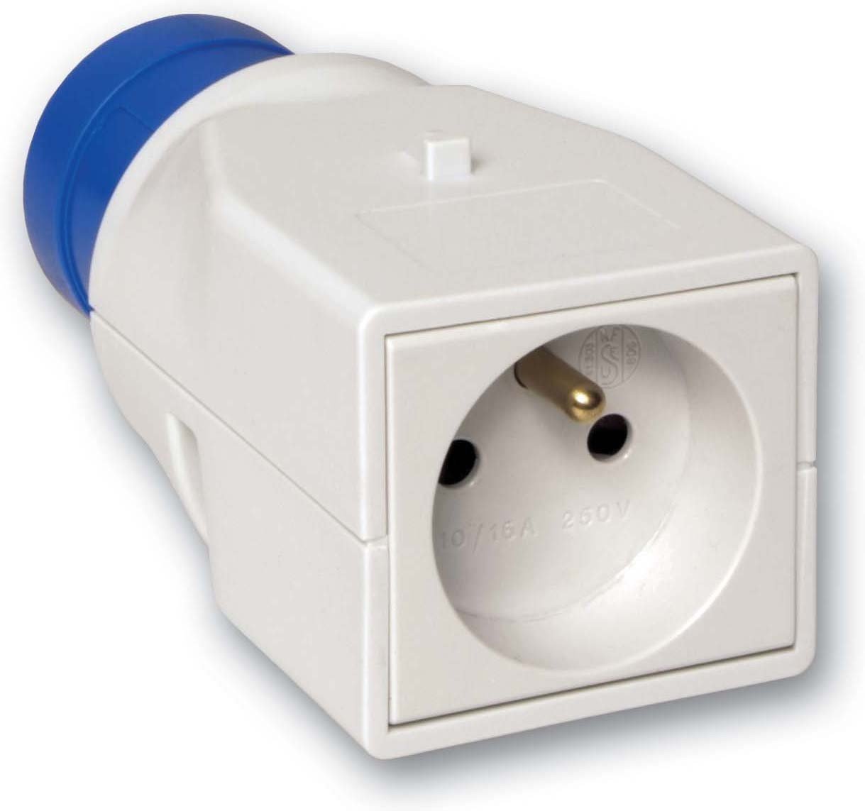 Adaptateur prise 2P+T vers prise Schuko pour raccordement électrique sécurisé