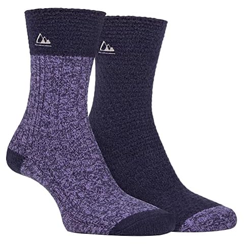 Womens Cushioned Walking Boot Socks | Storm Bloc | 2 Pair Multipack | Super Soft Polyester Socks for Trekking Hiking (4-8, Midnight/purple) Cover