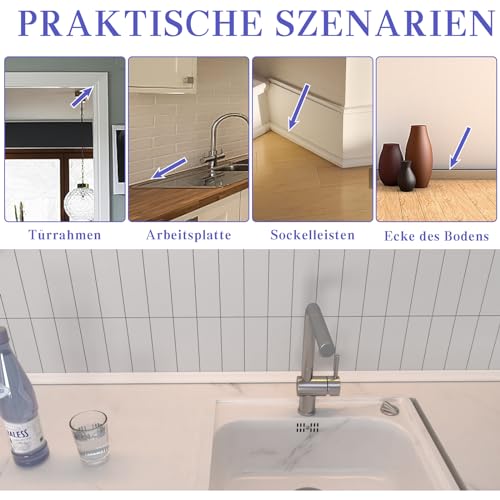 OXRQ Flexible Zierleiste Selbstklebender Deckenleisten, TPE Dreieck Winkelleiste Zierleiste für Fliesenkanten Decken und Wandübergang, Abschlussleiste Küchenarbeitsplatte für Wandkanten (3M(9×12mm))