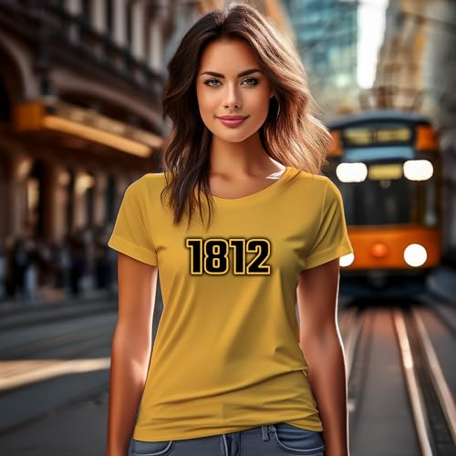 T-shirt 1812 femme au coloris jaune doré unique et imprimé historique - 2