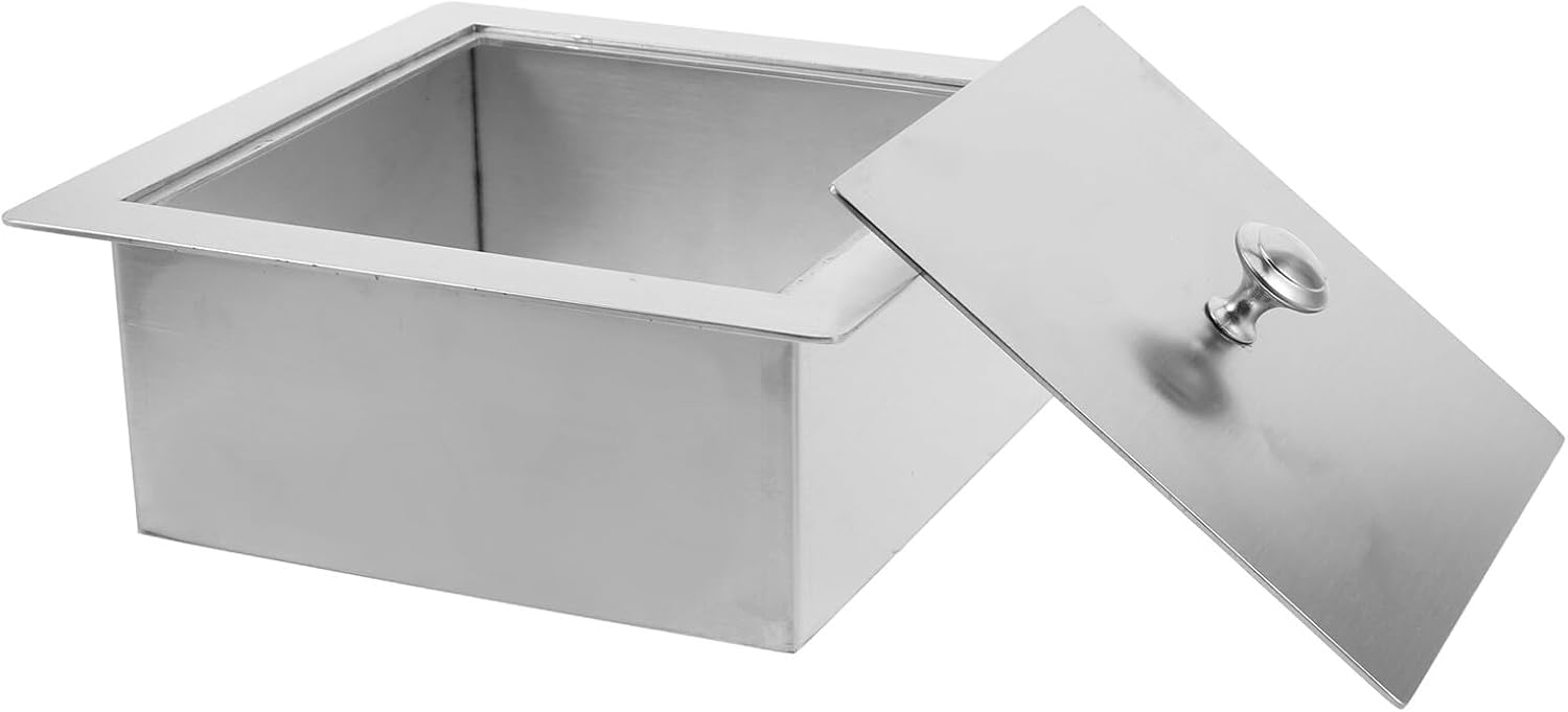 Stainless Steel Recessed Garbage Bin Lid Swing Cover 180mm Square Embedded Trash Can Lid for Kitchen Countertop Waste Disposal