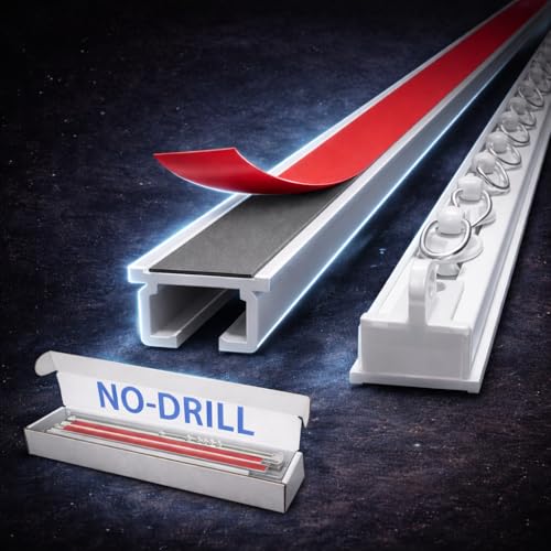 Adhesive Curtain Track Paste Type No Need to Drill Suitable for Smooth Ceiling or Wall Closets Door and Window Frames Meet Multi-Scenario and Multi-Functional Needs-1.44M/4.72FT