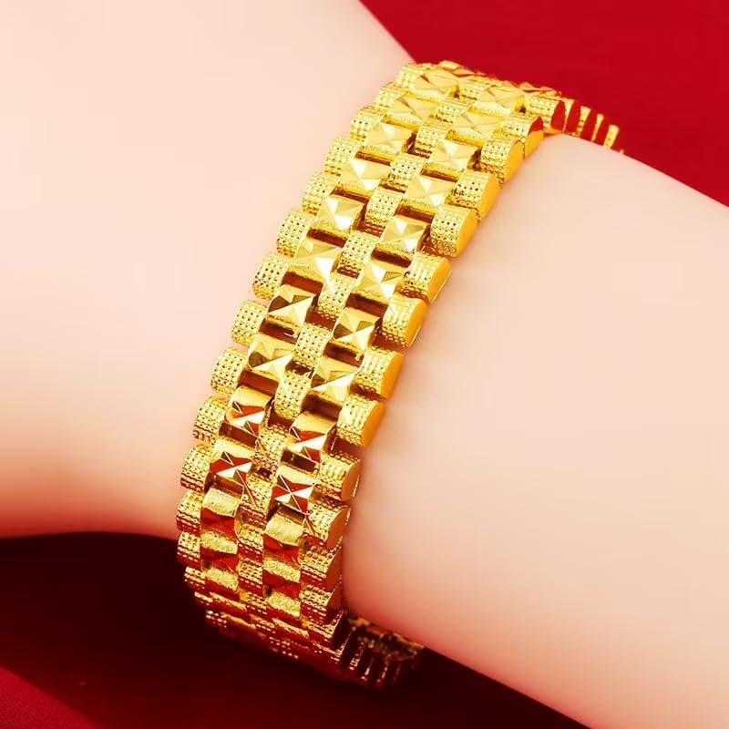 24K gold bracelet, men's bracelet exquisite Cuban chain, father husband gift men's vest chain suitable for both men and women fashion jewelry