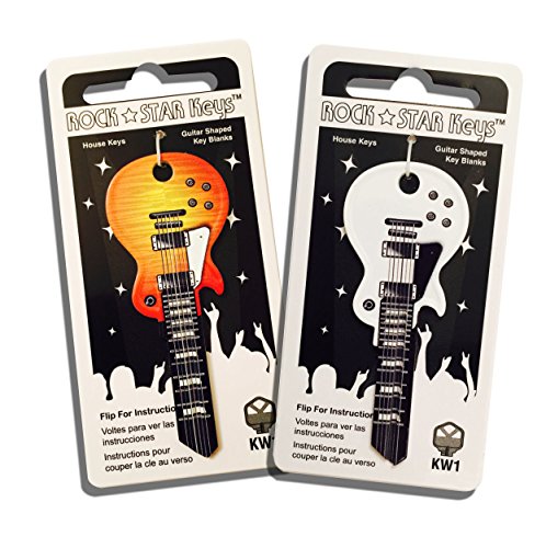 Set of 2 Sunburst and White Wide Body LP Shaped Guitar Keys