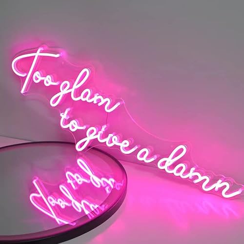 Miniatura 3 de Letrero de neón con texto en inglés "Too Glam To Give A Damn" para dormitorio, decoración de pared con nombre, luz LED de León, tamaño de la
