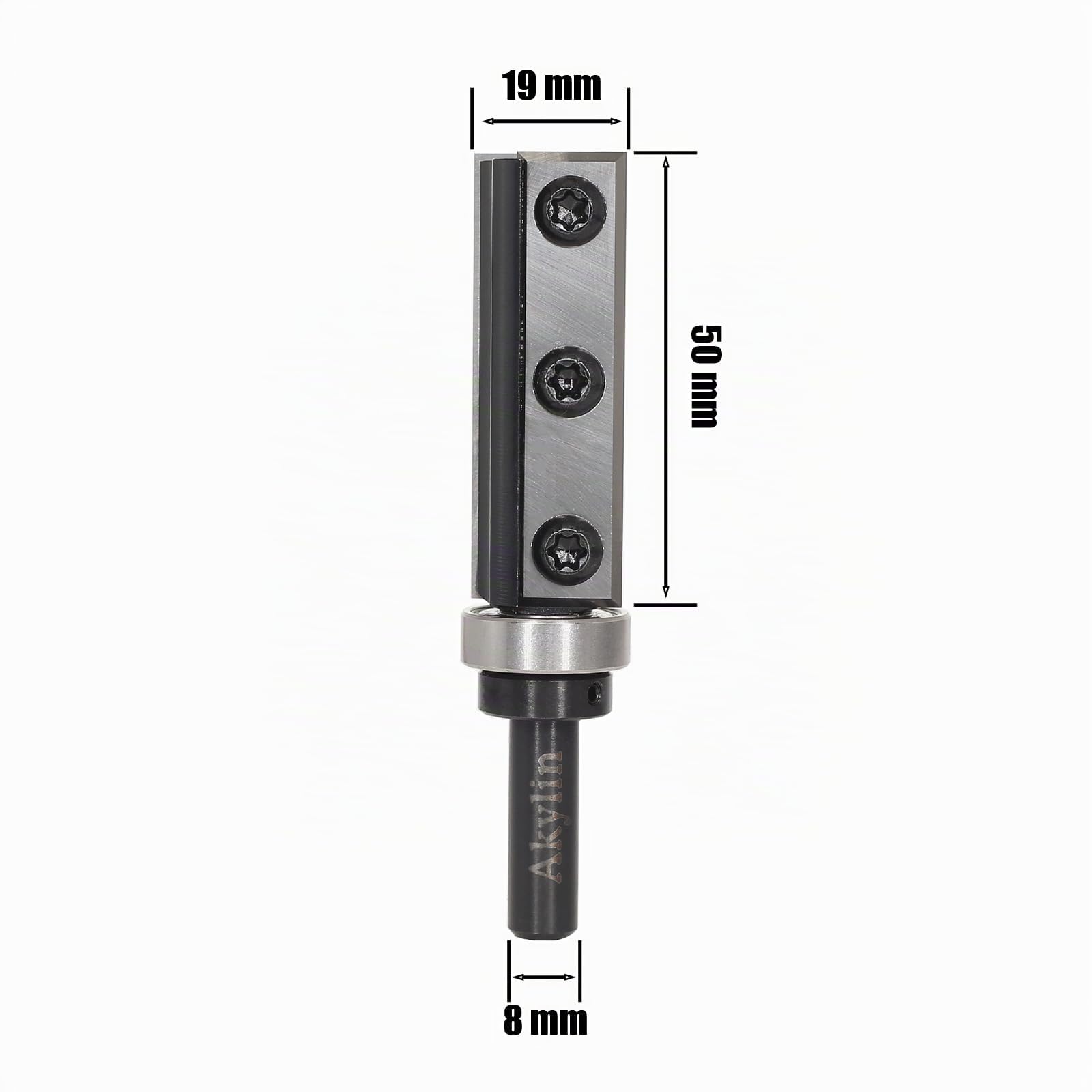 Fraise à Copier à Tige de 8 mm, Fraise avec Lames Amovibles, Fraise à affleurer, Dotée de Roulements à Billes, 19 mm de diamètre de coupe, 50 mm de hauteur de coupe