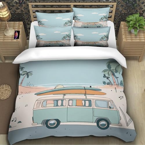 Housse de couette lavable et durable avec motif camionnette de plage 3D - 5