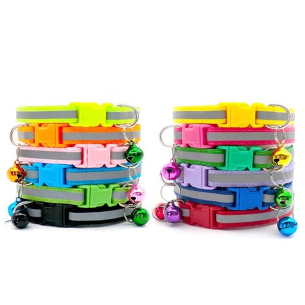 100 Piezas al por Mayor Collar de Perro con Campana Collar de Gato Collar de Gato Ajustable Collar de Nailon para Mascotas Productos para Mascotas accesorios-100Pcs_A