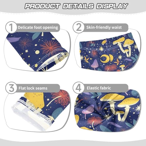 Wusikd Mushrooms Girls' Leggings Toddler Doodles Moons Kids Yoga Pants Dance Active Tights 4T3
