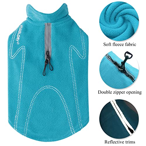 VIVAGLORY Cozywrap Wintermantel Hund, Hundejacke mit Geschirr Öffnung, Fleecejacke Hund Hundejacke, Reflektierend & Verstellbar Fleece Softshell, XXS, Türkis