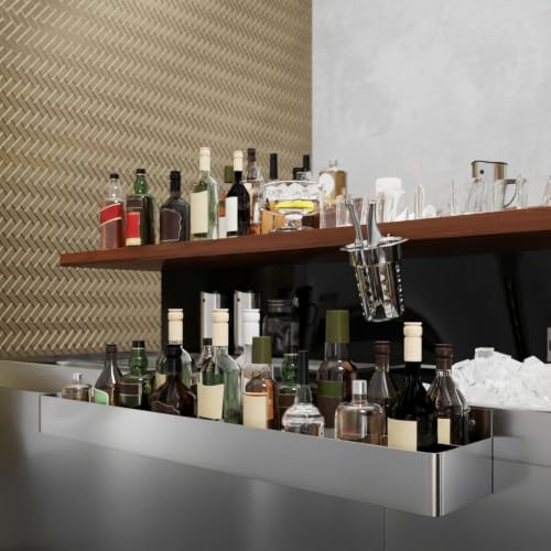 Image of AmGood 48 in. Abreast Double-Tier Stainless Steel Speed Rail Rack - Liquor Bottle Organizer for Bars, Restaurants, Nightclubs, and Home Bars