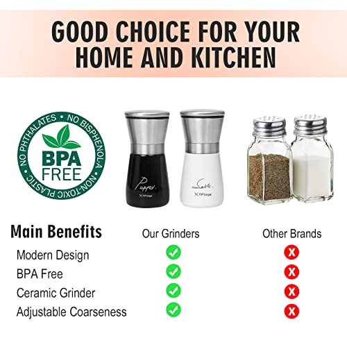Salt And Pepper Grinder Set Stainless Steel Farmhouse Salt Pepper Grinder Adjustable Coarseness Sea Salt Grinder Pepper Mill Refillable With Funnel For Kitchen Home Barbecue #TOP4