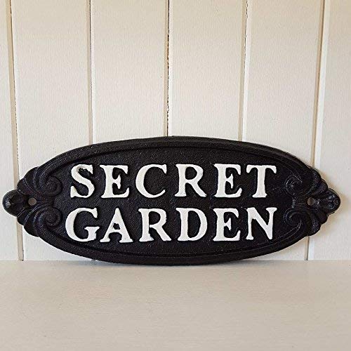 Cast Iron Garden Patio Wall Plaque Sign SECRET GARDEN