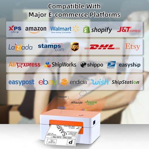 Image of vretti Bluetooth Shipping Label Printer - 4x6 Thermal Label Printer for Shipping Packages Small Business Office or Home,Widely Used for Amazon, Shopify, Etsy, USPS