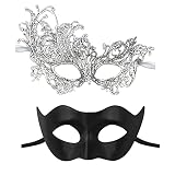 IncreDecor Couple Masquerade Lace Mask Set, Fit for Women & Men Venetian Halloween Masks, Specially