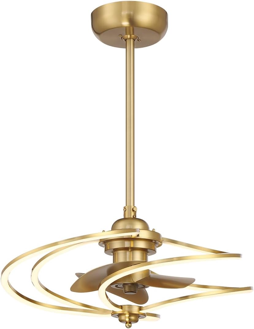 Savoy House 24-FD-945-322 Hydra Fandelier Chandelier Ceiling Fan with Light and Remote, Integrated LED 36 Total Watts, 14" H x 24" W, Warm Brass