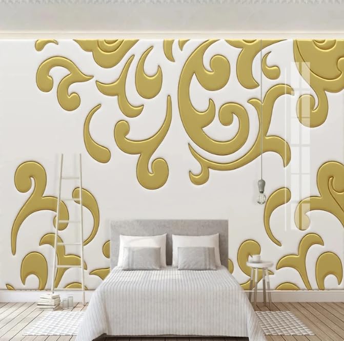 Tissu 3D chambre au motif or gravé pour mur chic