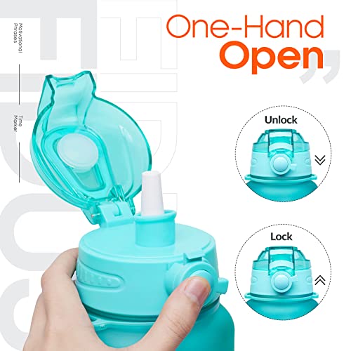 Fidus Large 1 Gallon Motivational Water Bottle With Paracord Handle & Removable Straw - Bpa Free Leakproof Water Jug With Time Marker To Ensure You Drink Enough Water Throughout The Day-Green/Purple #TOP4