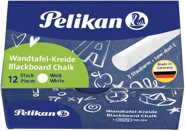 Pelikan 701359 Kreda Tablicowa, Zestaw 12 sztuk, Biały
