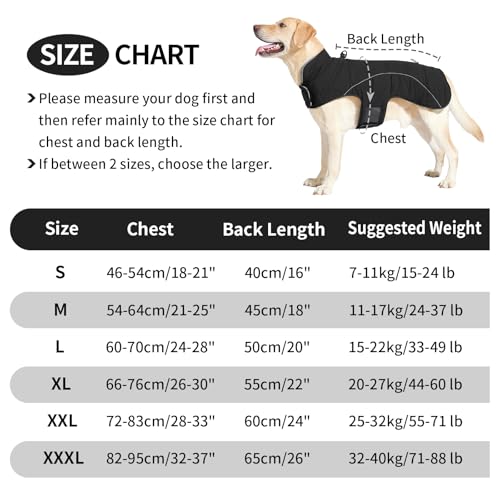 HEYWEAN Mantel Hund Wasserdicht Hundemantel Warm Winter Hundejacke Fleece Hunde Pullover Wintermantel mit D-Ring Reflektierend Hundemantel mit Klettverschluss Winterjacke Kleine Mittlere Grosse Hunde
