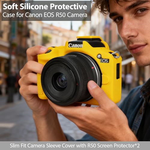Funda de silicona para cámara Canon EOS R50 amarillo miniatura 2