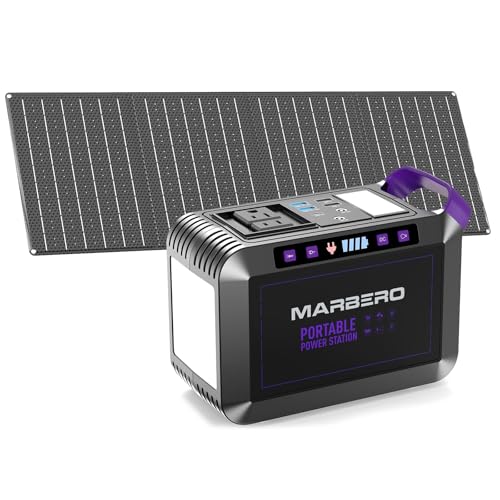 MARBERO 172Wh Solar Generator with 40W Solar Panel, Portable Solar Power Station 200W, Camping, Outdoor, Hiking, Fishing, Emergency, CPAP