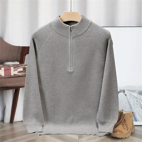 Men’S Casual Thick Wool Blend Pullover Sweater Long Sleeve Zipper Mock Neck Warm Knit Jumper Tops2