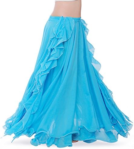 ROYAL SMEELA Women's Belly Dance Chiffon Skirt ATS Voile Maxi Full Dress Bellydance Skirts Lightblue One Size