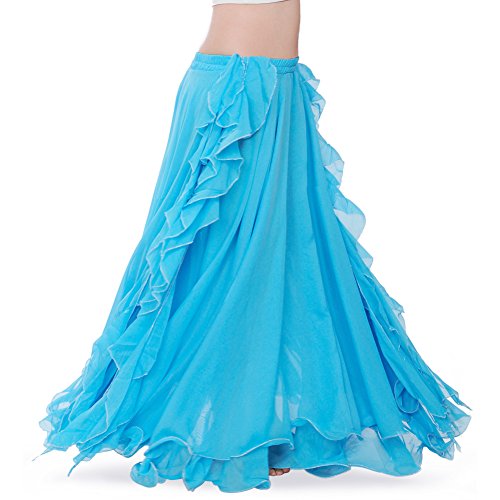 ROYAL SMEELA Chiffon Belly Dance Skirt Slit Bellydance Skirts Tri...