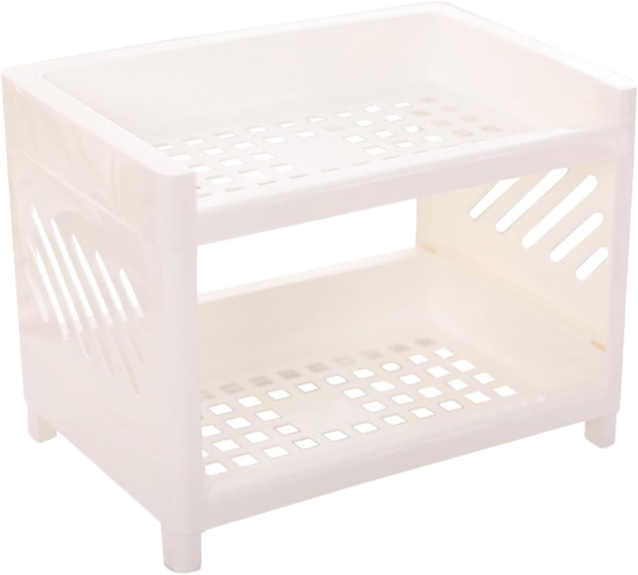 Double Layer Mini Kitchen Storage Shelf Organizer for Seasoning, White PP