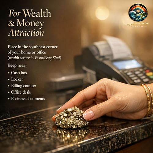 Image of Natural Pyrite Cluster Stone 40-80g | Original Raw Crystal for Money Attraction, Wealth Feng Shui, Vastu Decor & Healing Energy Best Gift (Pyrite Cluster Stone)