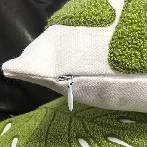 Mulzeart Cotton Embroidery Tropical Green Leaf Palm Pattern Throw Pillow Covers, Woven Comfy Decorative Pillows Covers Cushion Case For Couch Sofa Bedroom Car, Pillow Case Only(12 X 20 Inch) #TOP2