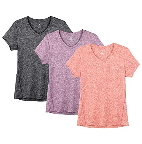 Image of icyzone Workout Shirts Yoga Tops Activewear V-Neck T-Shirts for Women Running Fitness Sports Short Sleeve Tees
