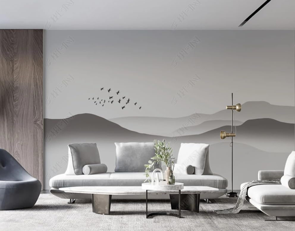Papier Peint Intissé Montagnes et Eaux 400x280 cm pour Salon
