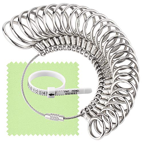 Jewelry Sizers Stainless Iron Ring Sizer Finger Ring Sizing Measuring Tool Ring Sizer Gauge Set Circle Models with Plastic Ring Sizer Belt