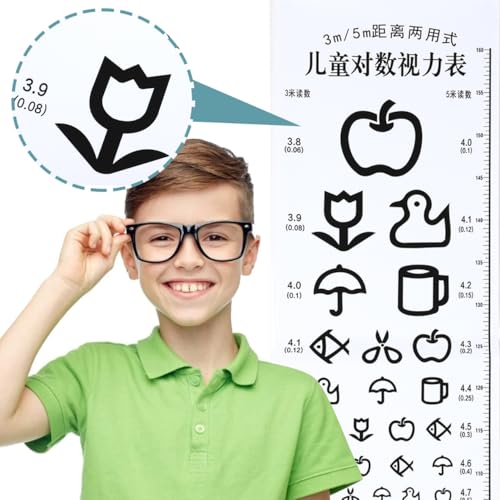 Image of Boy Girl Eye Chart Visual Testing Chart for Home School Test with Red and Measures Visual Acuity