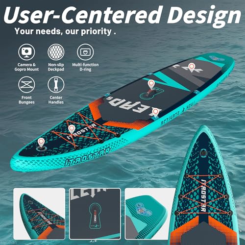 Image of iTAOSTAR Lead 12' x 35 inch /11' x 33 inch Stand Up Paddle Board, Inflatable SUP Board with 5 Fins Stable Design fo Youth, All Skill Levels, Lakes, Oceans