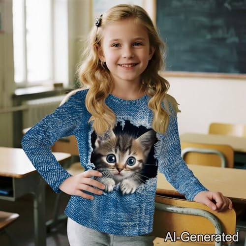 Image of Renewold Boys Girls Tees Kids T-Shirt Long Sleeve Crewneck T Shirts Casual Athletic Tops Clothing for Home School Travel