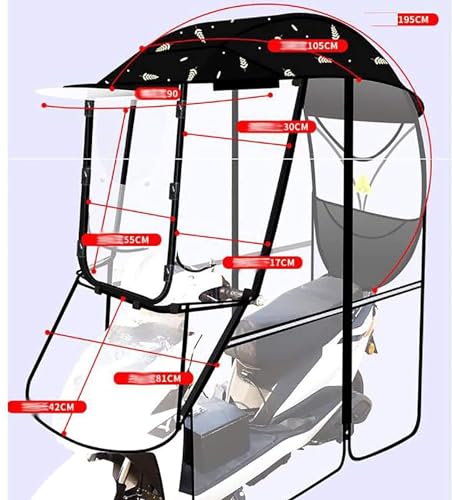Paraguas para Scooter, Cubierta Universal Totalmente Cerrada e Impermeable, Protección contra Sol y Lluvia para Scooters Eléctricos, Diseño Plegable para Uso y Almacenamiento Fácil