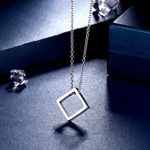 Beautlace Square Necklace Silver Plated Minimalist Geometric Rectangle Pendant Multilayered Choker Sets For Couples And Lovers Kp0104W #TOP3