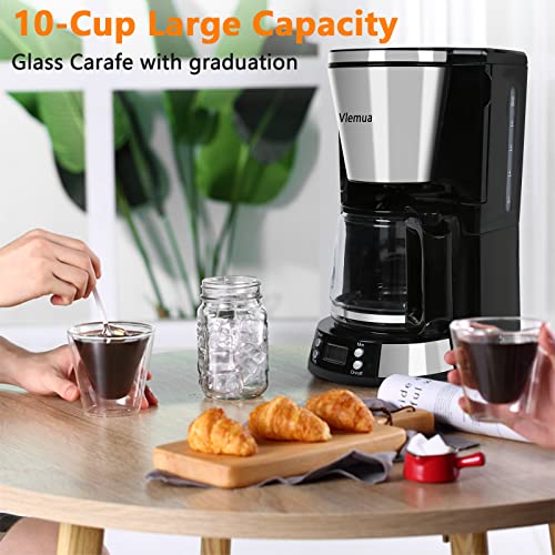 Gardcare 10-Cup Coffee Maker: 24-Hour Programmable Coffee Machine, Smart Touch Screen, Stainless Steel Glass Carafe Pot With Brew Strength Control, Automatic Anti-Drip System, Black #TOP4