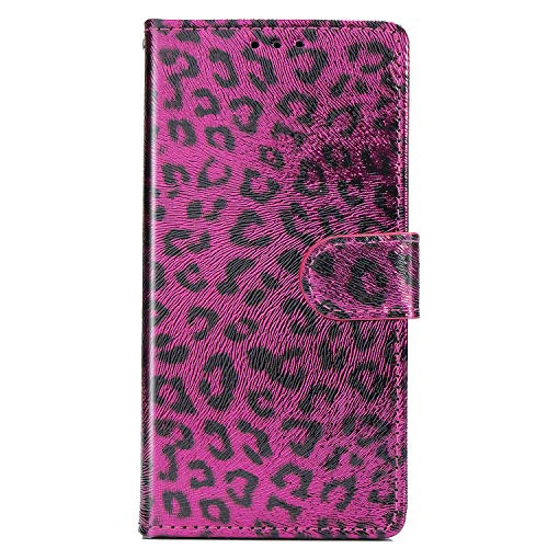 QFUN Leopard Print Wallet Case for iphone XR, Fashion Design Double Magnetic Stand Leather Phone Case Drop Protection Protective Case Bumper Flip Cover and Screen Protector,Red