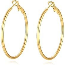 4 Pairs Silver Gold Hoop Earrings for Women | 14K Gold Plated Hoop Earrings Set Hypoallergenic Earring Lightweight Dangle Earrings Set