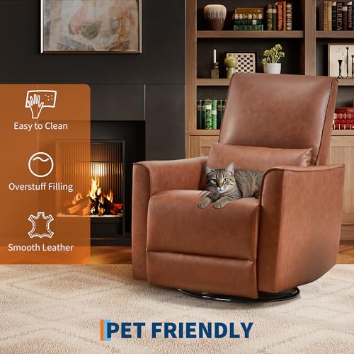 Sillón reclinable cuero sintético color camel miniatura 7