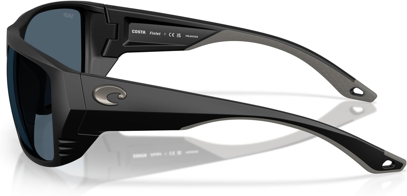 Costa Man Sunglasses Matte Black Frame, Blue Mirror Lenses, 59MM