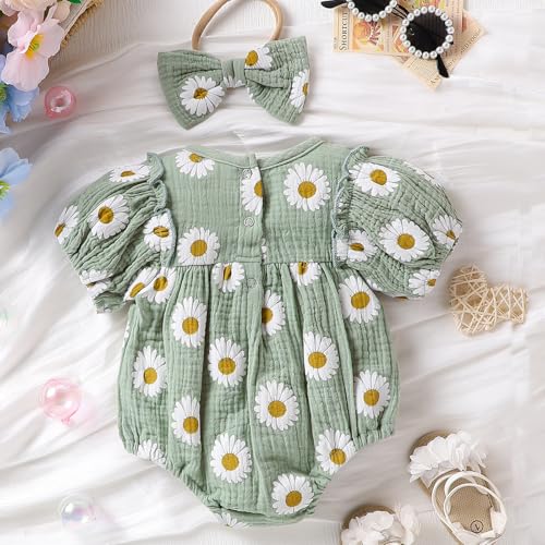 Conjunto de girasoles para bebé niña con diadema para verano 4
