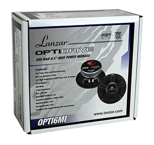 Lanzar OPTI6MI 6.5" 1000W Car Mid bass Mid Range Audio Speakers Pair