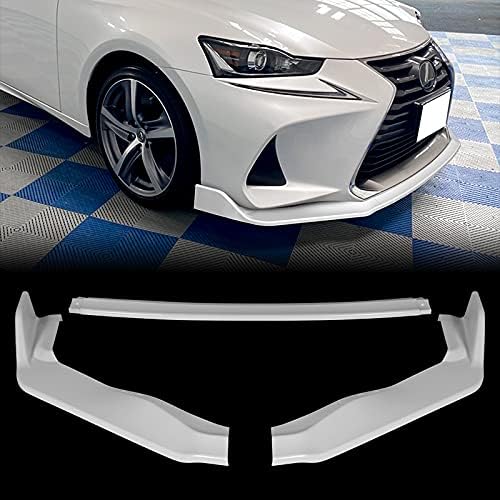 3PCS Front Bumper Lip Kit fit for compatible with 2017-2020 Lexus IS-Series, AR-Style Splitter Trim Protection Spoiler, Air-Dam-Chin-Diffuser (Painted White)