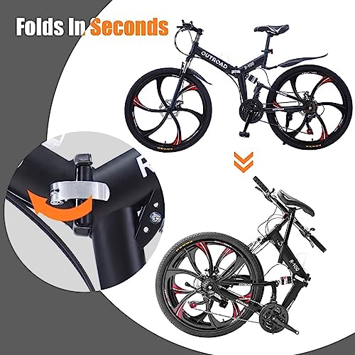26 ich Folding Mountain Bike, 21 Speed High Carbon Steel